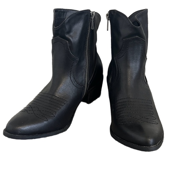 MIA Shoes - MIA Black Cowboy Ankle Booties Size 10